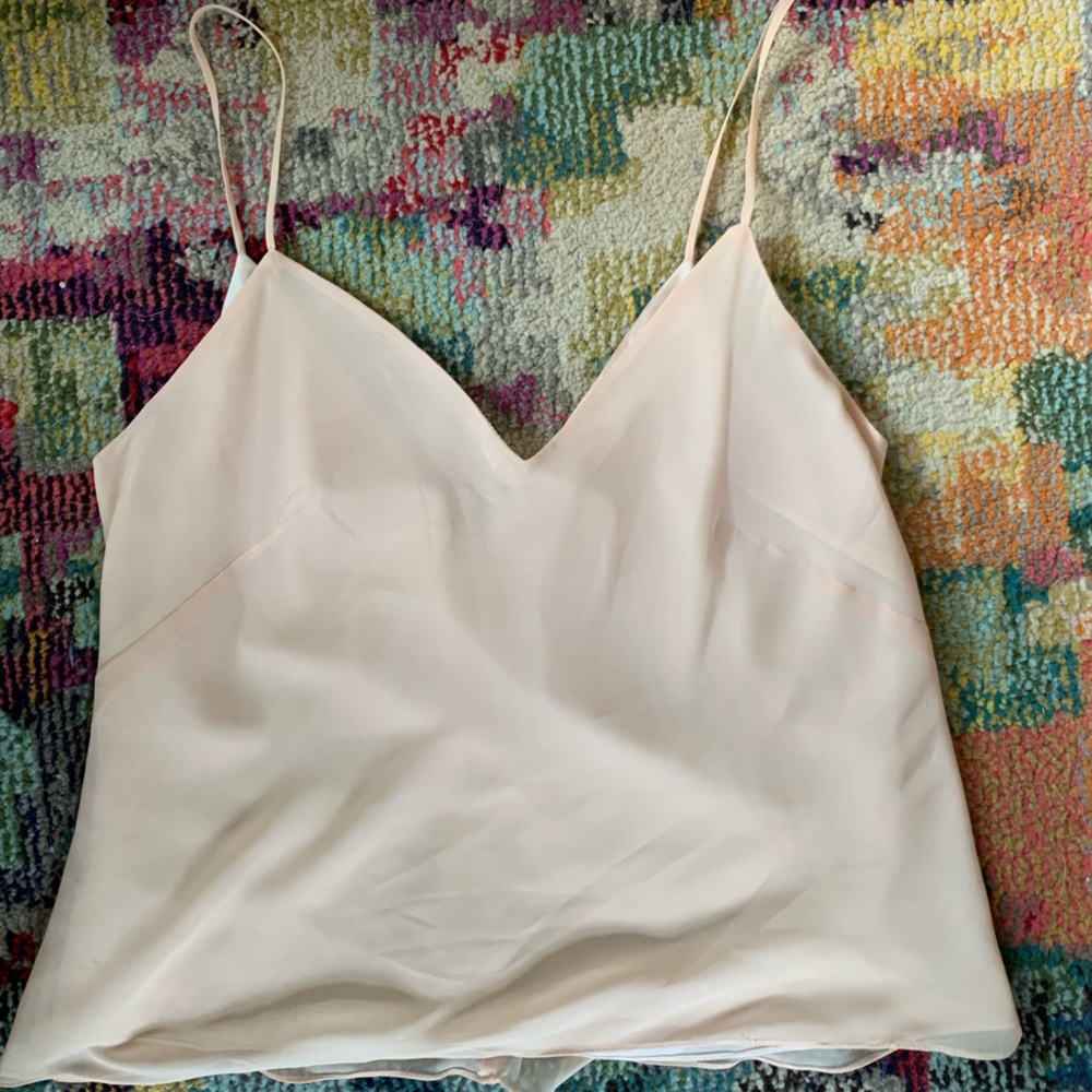 Jenny Yoo “Laurel” silk blouse, blush, size 10